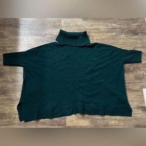 Loft Dark Teal Turtleneck Poncho Sweater